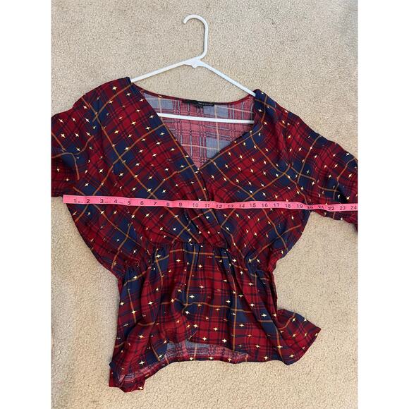 harve benard red & blue blouse women's size large concert festival - Picture 5 of 6